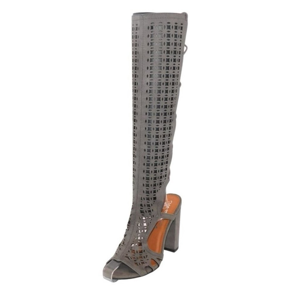 TOI et Moi Grey Peep-Toe Tall Women's High Heel Sandal